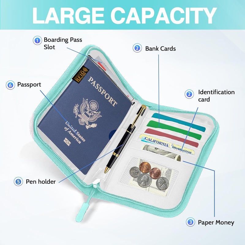 TOPBAG Passport Holder for Travel, Women Rfid Blocking Passport Wallet, Travel Essentials Premium Wallets, Waterproof Passport Holders Bag for Men Traveling, Travel Document Organizer Credit Cards Case - Image 3
